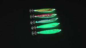 2pcs Horizontal Squid Jig Egi Set Luminous Glow UV Squid Lure with Individual Tube Case Cloth Covered Saltwater Fishing