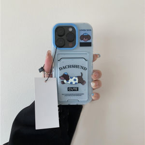 Cartoon Blue Bottom Skateboard Sausage Dog Card Holder for Huawei Mate60pro Phone Case Mate50 Protective Case Mate40 Lanyard Mate30pro Silicone Mate20rs All-Inclusive Drop-Resistant Transparent