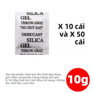 Silica Gel Desiccant 5/10/20g Chất Hấp Thụ Độ Ẩm Bằng Silicon Trong Suốt Gói Nhỏ Máy Hút Ẩm Chất Chống Ẩm Cho Giày