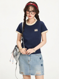 Gbiaior | Cool Feel Straight Shoulder Short Sleeve T-shirt Slim-fit Preppy Style