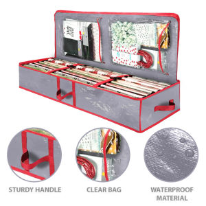 Wrapping Paper Containers Waterproof Gift Wrap Zippered Dustproof Underbed Storage Organizer Wrapping Paper Bag Christmas Gift