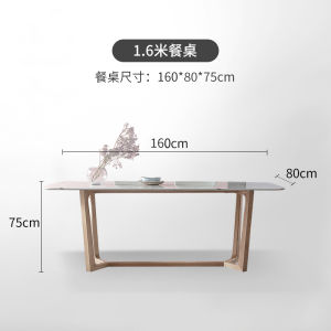 Scandinavian Style Wooden Dining Table and Chairs Set for Small Households Rectangle Shape Artistic Design for 6 People