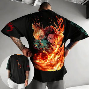 Demon Slayer Mens and Womens Street Y2K T-shirt 2025 Summer New Anime Printed Hip Hop Trend Casual Loose Parent Child Top