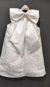 Ivory Vintage Flower Girls Dress Baby Infant Toddler Baptism Clothes Satin Ball Gowns Custom Made Puffy Birthday Party Eid Dress