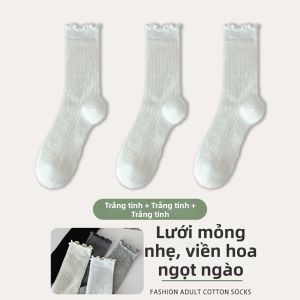 JIFANPAUL | Vớ Cổ Ngắn Mỏng Thoáng Khí Viền Ren
