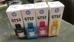 HP GT53(51)BK+GT52 C M Y  SET 4 อุปกรณ์สีละขวด ดำ+ฟ้า+ชมพู+เหลือง เทียบเท่าใช้แทน HP Smart Tank 500515615 หรือ 115/315/415/319/419