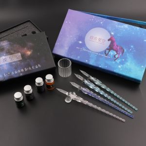 Crystal Dip Pen Glass Nib Starry Sky Design Student Gift Box Set Birthday Cultural Writing Tool Business Supplies