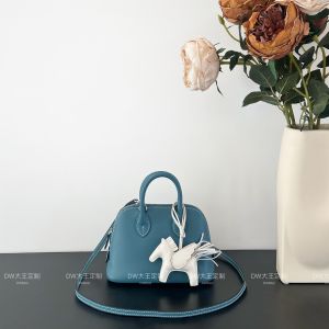 Handmade Shell Bag Mini 18cm Top Layer Cowhide Leather Hardware Silver Buckle Bowling Shell Handbag Modern Neutral Style Womens Bag