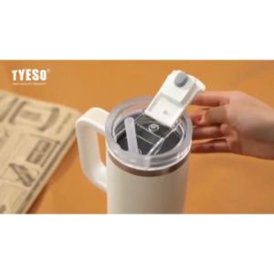 Tyeso 900ml/1200ml Tumbler for Hot and Cold Car Cup Dark Green Stainless Vacuum Insulated Tumbler Travel Mug With Straw