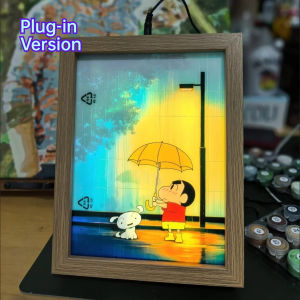 Bandai | Crayon Shin-chan LED Light Painting -3 Colors Night Light Bedside Decor for Kids Room Anime Gift Healing Atmosphere Lamp