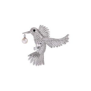 French Style Natural water Pearl Bird Brooch Pin High End Fashion Jewelry Animal Series Chest Pin Accessory