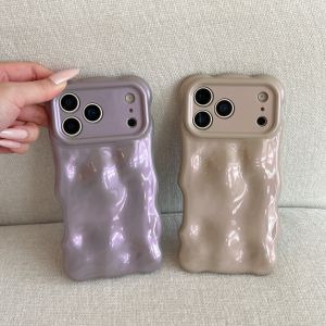 3D Water Ripples Soft TPU Case for iPhone Air 11 12 13 14 15 16 17 Pro Max Wrinkle Wavy Curly Edge Glossy Bubble Summer Cover