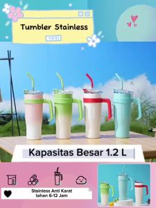 NEW Alby Mart Tumbler 1200ml Stainless Steel 304 Botol Minum Tahan Panas Dan Dingin Mug Portable Bpa Free