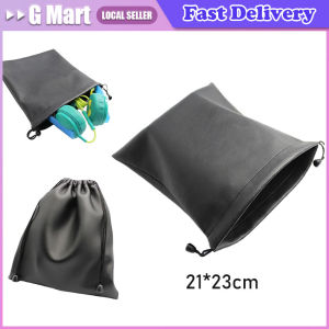 1pc High Quality PU Leather Soft Headphone Drawstring Bags Headset Earphone Data Cable Waterproof Storage String Bag Pouch