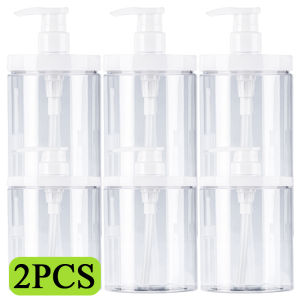 2Pcs 500/1000ml Pump Bottle Dispenser Wide Mouth Clear Shower Soap Dispenser Refillable PET Storage Bottle