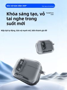 NUOPUCHI | Drop-proof Simple Locking Stand Transparent Earphone Case