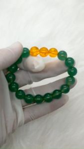 Vòng tay mã não xanh tam hợp thân tý thìn - size 8 10 ly cho người mệnh hỏa mệnh mộc - có khai quang điểm nhãn may mắn tài lộc - bảo hành 12 tháng - PHONG THỦY ANH VŨ