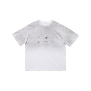 Retro American Mens T-shirt Short Sleeve Worn out Loose Fit round Neck Youthful Style Breathable Cotton Casual Top