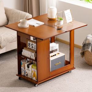 Modern Minimalist Foldable Sofa Side Table Living Room Storage Rack Corner Table Small Table Mobile Cart Bamboo Material