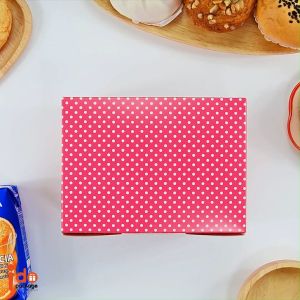 Idopakage - (SN-DOT-PINK) กล่องสแน็คบ็อกซ์ กล่องจัดเบรก ฟู้ดเกรด สีชมพู ลายจุด ขนาด 11 x 15 x 8 cm แพ็คละ 10 ใบ
