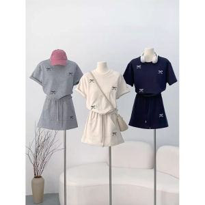 Loose A-Line Waist Short Sleeve T-Shirt Skirt Set Womens Casual Fashionable Korean Style Two-Piece Suit Summer 2024