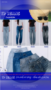 Quần Bò TP Nữ Màu Rêu Ống Đứng Chất Jean Cotton Thoải Mái Phong Cách Vintage - TP Jeans