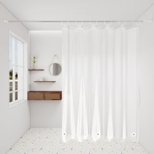 The transparent magnet dry-wet separation partition shower curtain is transparent and the weighted magnet does not float