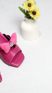 Pamstore.id - Sandal Anak Perempuan Hak 3cm Selop Pita Kupu Kupu Permata | Heels Kondangan Anak Wanita HR041