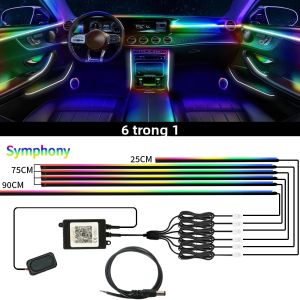 Bộ Đèn LED Nội Thất Xe Hơi RGB Neon Acrylic 6/10/18 Inch Đèn Viền Nội Thất Nhiều Màu Sắc Đèn Khí Quyển Cầu Vồng Phù Hợp Với BMW Tesla Và Nhiều Dòng Xe Khác