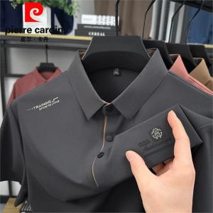 Áo Thun Tay Ngắn Pierre Cardin Ice Silk Polo-Shirt Mùa Hè Cho Nam Chất Liệu Lụa Tơ Tằm Dáng Rộng Thường Ngày Thời Trang