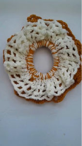 Buộc tóc bằng len hai tầng dễ thương họa tiết lưới cá - Ship từ HCM