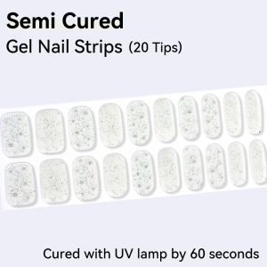Semi-Cured UV Nail Stickers 20 Tips UV Lamp Needed Waterproof Long Lasting Full Cover Polish Decals Manicure Gel Nail Tips