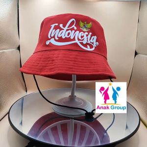 Topi bucket Anak Laki Laki Perempuan sablon Indonesia HUT RI umur 2- 10 Tahun