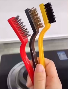 ZH374 3pcs/Set Mini Wire Brush with Brass Nylon Stainless Steel Bristles Copper Iron Cleaning Tool Set