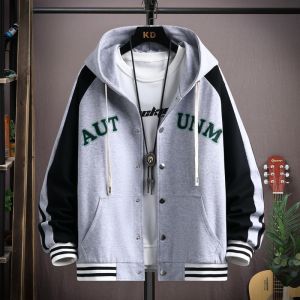 ROMON | Romon Mens Jacket Casual Sporty Open Cardigan Zipper Sweatshirt Outerwear Loose Fit Youth Trendy Spring Autumn Wear