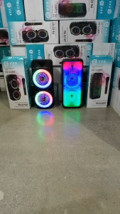 V2S PB-822BT 16-inch Dual Bass Speaker with Flame Lamp and 1pc Wireless Microphone
