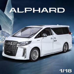 【RUM】1:18 Scale Toyota Alphard MPV Alloy Car Model Light & Sound Effect Diecast Car Toys for Boys Birthday Gift Kids Toys Car Collection
