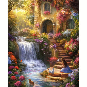 Jigsaw Puzzle 500/1000/1200/2000Pieces Boho Enchanted Cottage Waterfall Art - for Nature Lovers Puzzle