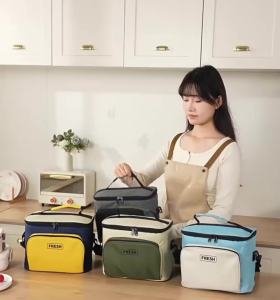 Insulated Meal Bag with Shoulder Strap and Functional Pocket for Bento Lunch Storage B154