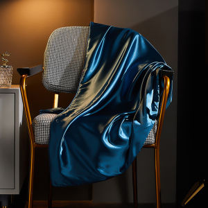 Luxurious Silk Pillowcase Smooth Naked Sleep Mulberry Silk Satin Ice Silk Blue Single Double Pure Color Single Piece Bedding