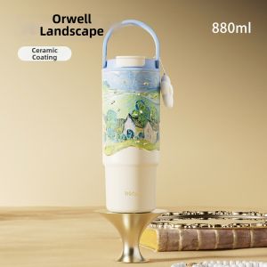 Stylish Insulated Cup Straw Ceramic Liner Gift