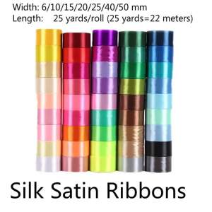 25yard/lot 6mm 10mm 15mm 20mm 25mm 40mm 50mm Silk Satin Ribbons Christmas Birthday Wedding Party Gift Wrapping White DIY Ribbons