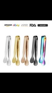 Ice Tong Small Cubic Sugar Pastry Tong Mini Coffee Bar Serving Stainless Steel Klip Kiub Ais 冰块不锈钢夹
