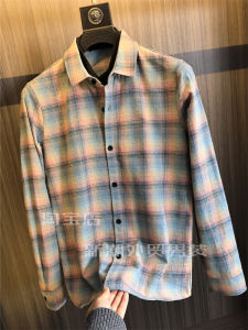 Contrast Color Check Design! Dralon Inner Wear! Spring Men Designer Line Casual Bottoming Fake Two Pieces Shirts Tide