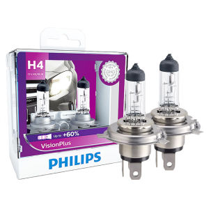 Philips | Philips H4 12V 60/55W P43t VisionPlus 3250K Bright Light Up to 60% Increased Bright Original Halogen Car Headlight 12342VPS2