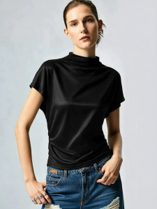 AMII | Elegant Commuter Semi-High Neck Short Sleeve T-Shirt