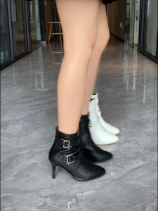 Falimottype Womens Elegant Pointed-toe Stiletto Boots Fashionable Casual Side-zip Short Boots Retro Chic Ankle Boots