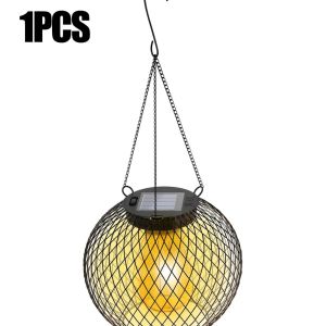 WELPUR | 1/2PCS Outdoor Solar Lantern IP44 Waterproof Solar Powered Metal Hanging Lights for Garden Patio Deck Paths Decorative Lighting