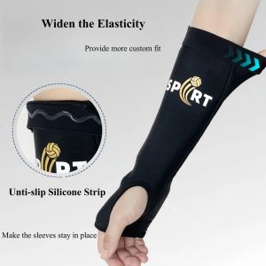 1Pair Arm Sleeves Volleyball Passing Hitting Forearm Sleeves with Protection Arm Pads and Thumb Hole