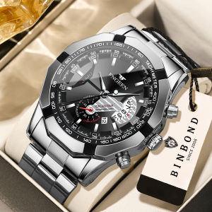 BINBOND Orginal Quartz Wristwatches For Men Luxury Luminous Waterproof Auto Date Mens Watch Stainless Steel Reloj Free Ship